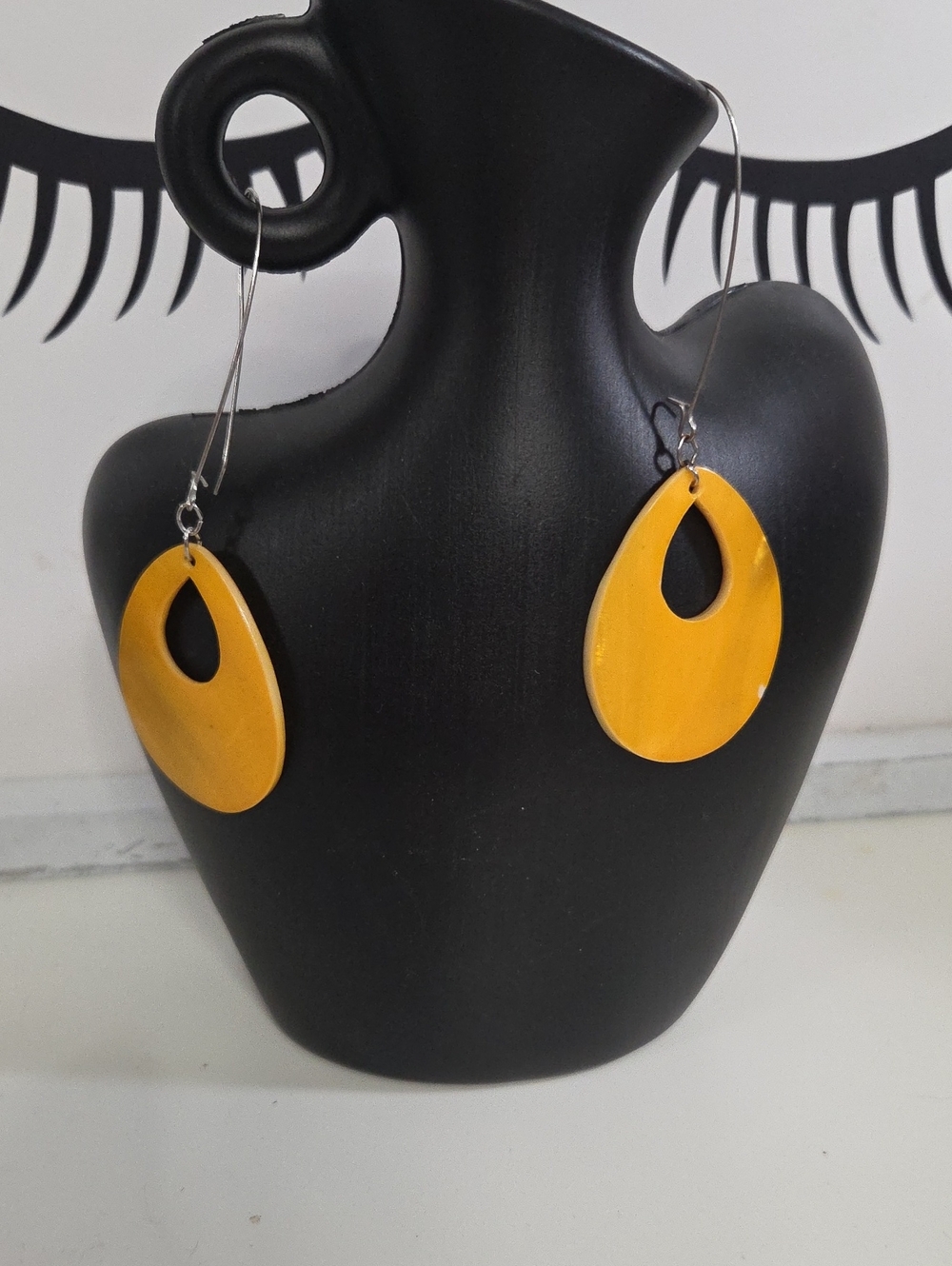 Hand Crafted Yellow Teardrop Cutout Dangle Earrings [0148]